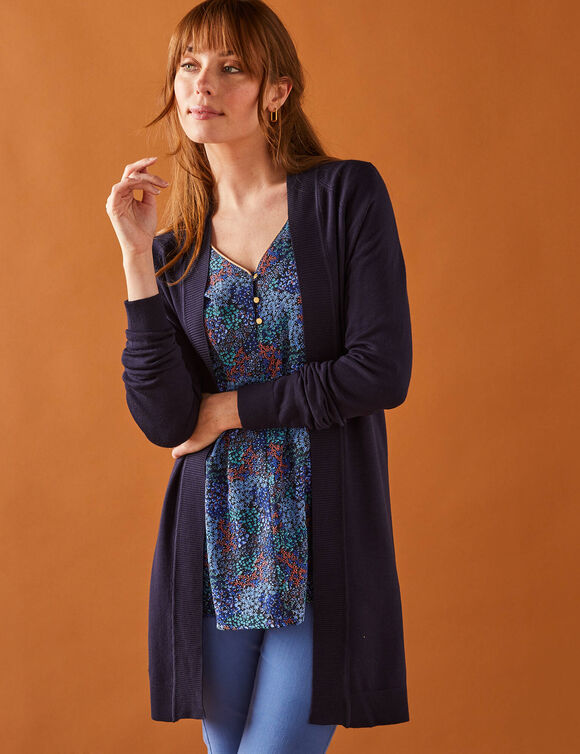 Gilet porter ouvert, manches longues (marine) Gilet porter ouvert, manches longues (marine)